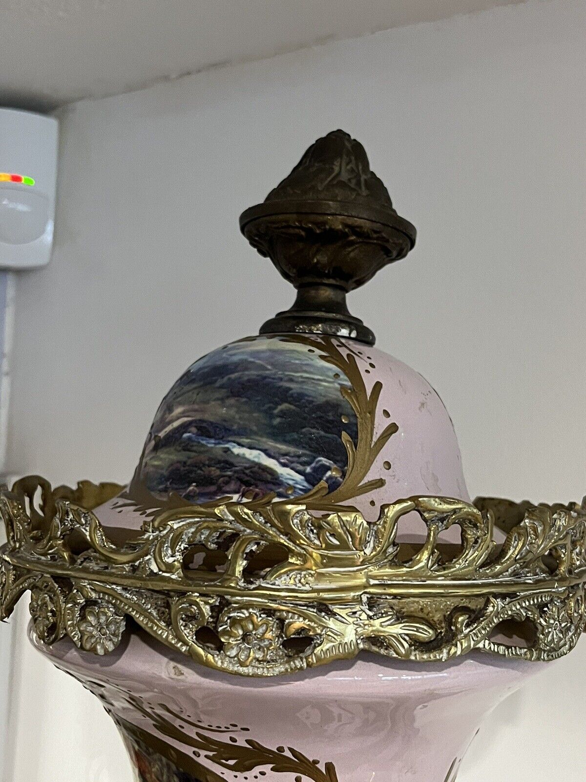 HUGE Freestanding Ormolu Mounted & Porcelain Lidded Urn. 134 Cms Tall.
