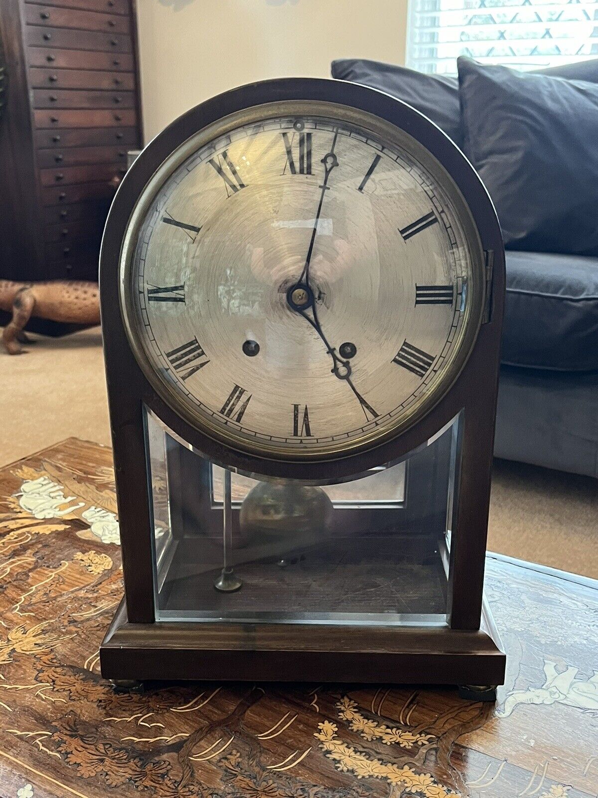 Quarter Striking Victorian glass Table Clock, Amazing Quality.
