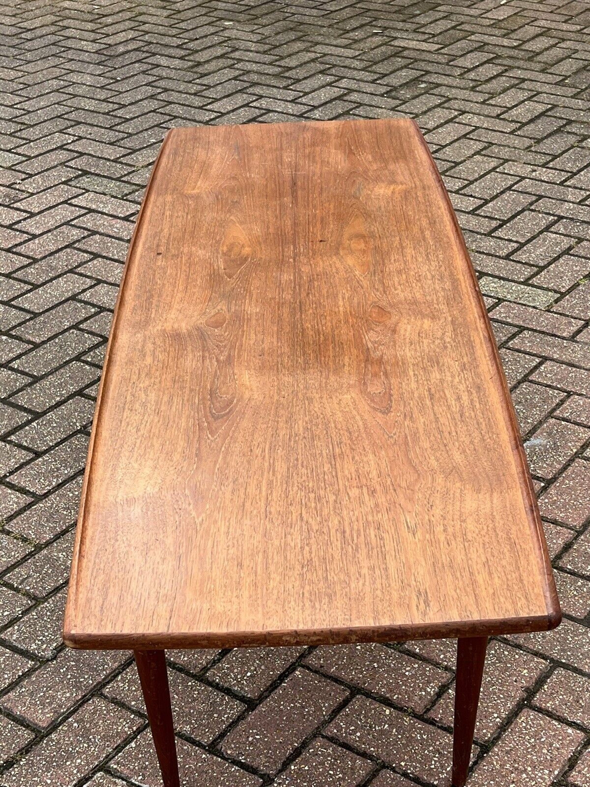 Large Danish Mid Century Teak Surfboard Coffee Table.