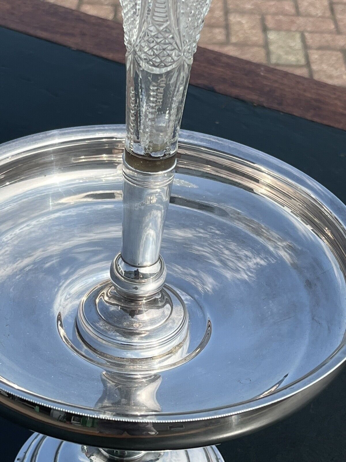 Silver Plate & Glass Single Stem Epergne