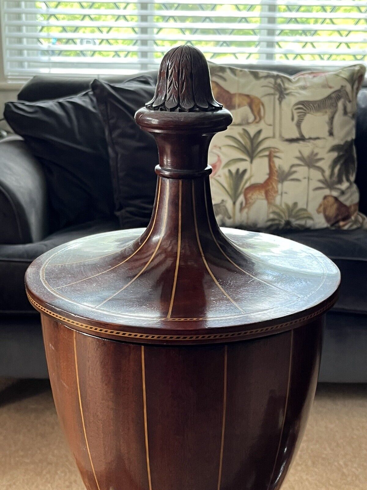 Antique Inlaid Mahogany Cutlery Urns