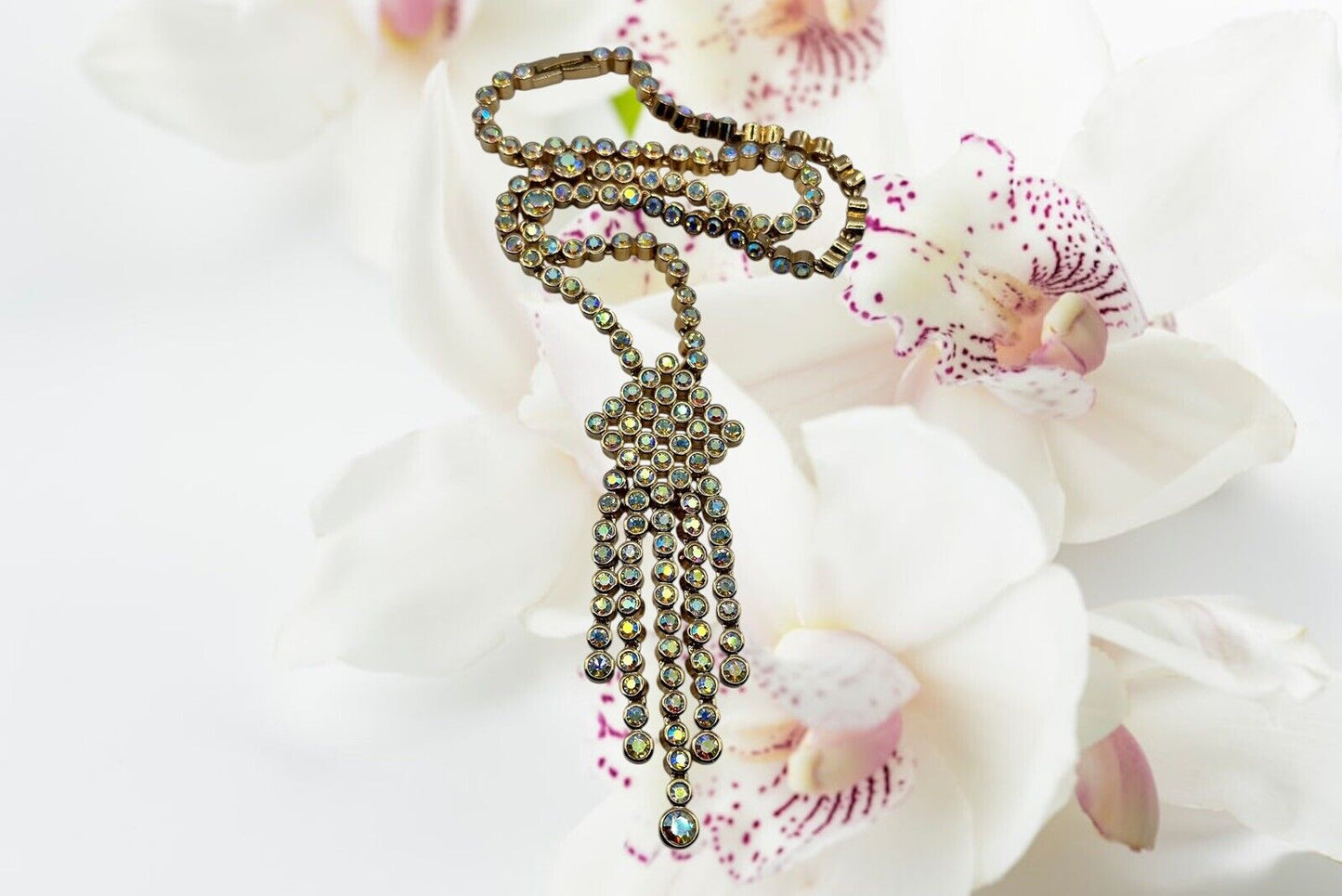 Statement Gold Plated Aurora Borealis Made With Swarovski Crystals New Old Stock