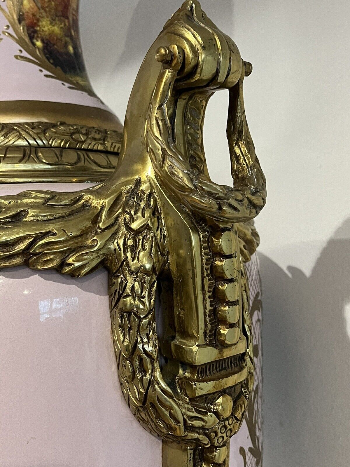 HUGE Freestanding Ormolu Mounted & Porcelain Lidded Urn. 134 Cms Tall.