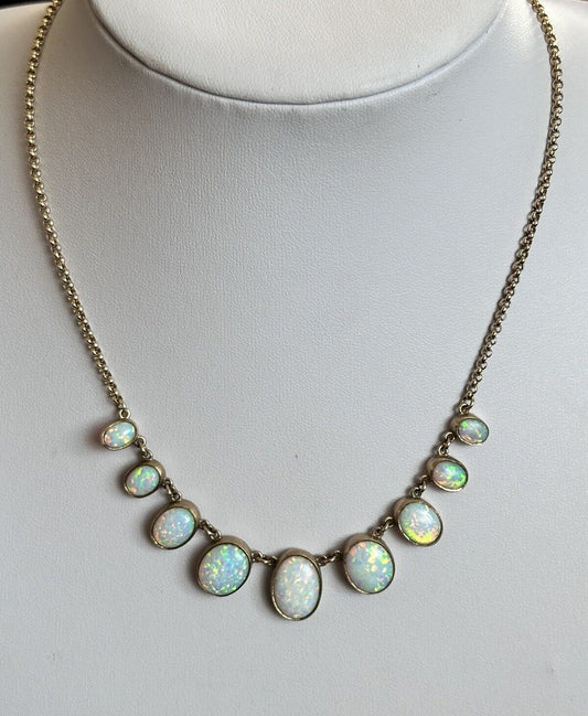 9ct Gold Multiple Opal Droplet Necklace