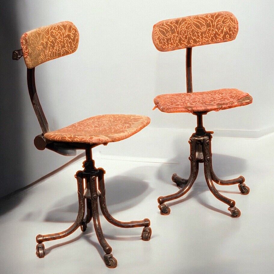 Pair Of Industrial Machinists Chairs, Extremely Good Quality. Fab Design