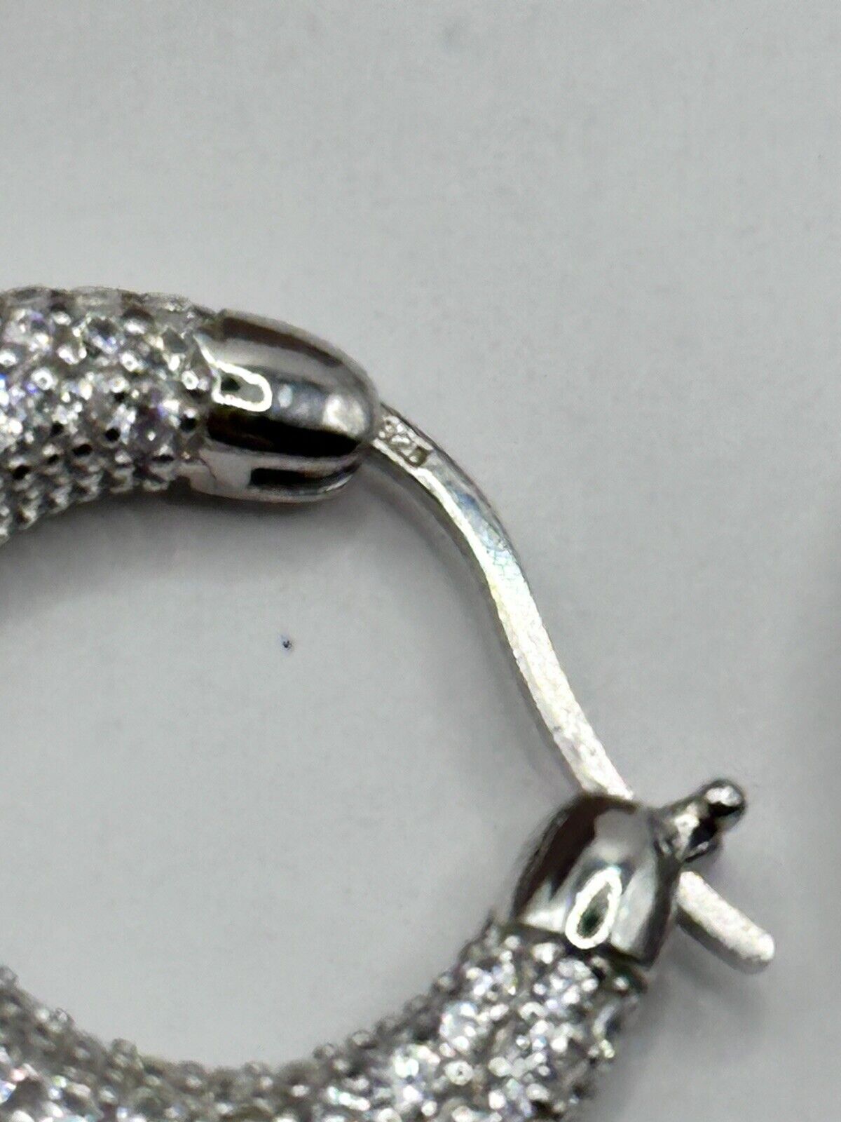 Vintage Diamonique Sterling Silver Hoop Earrings Boxed