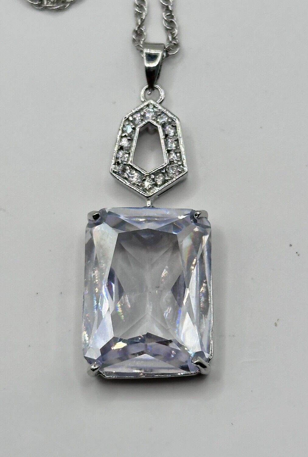 Vintage Statement Clear Crystal Drop Necklace
