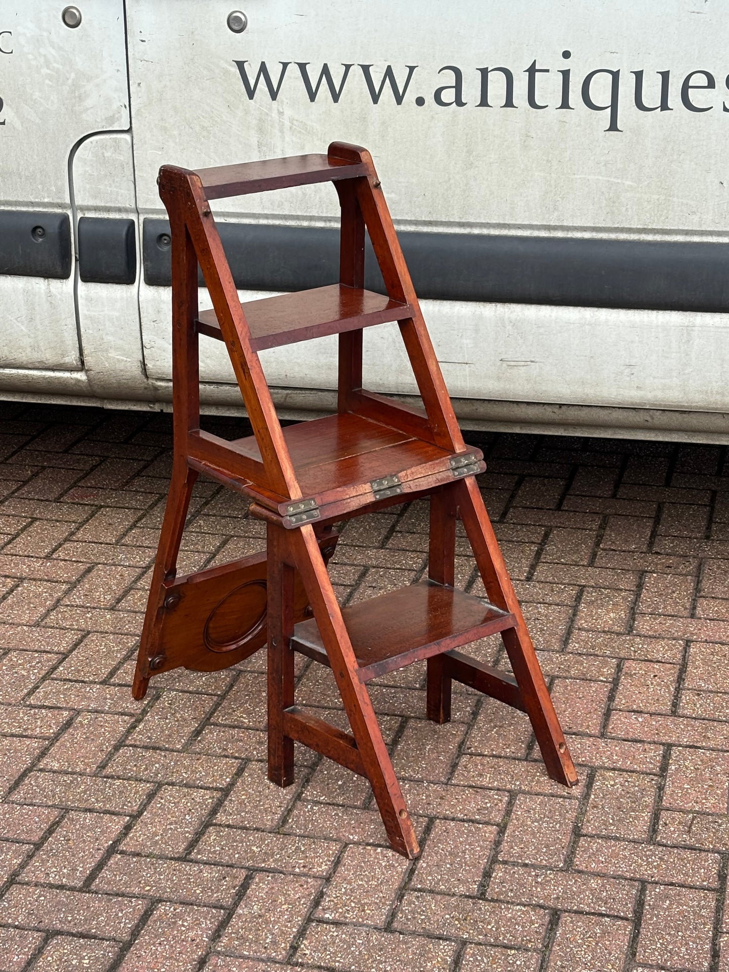 Metamorphic Mahogany Chair That Folds Over Into Library Steps C.1890