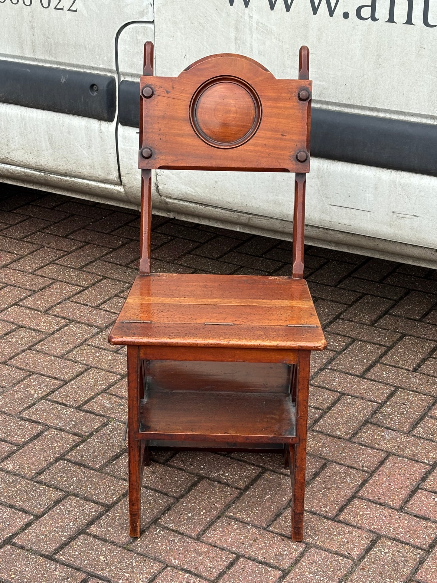 Metamorphic Mahogany Chair That Folds Over Into Library Steps C.1890
