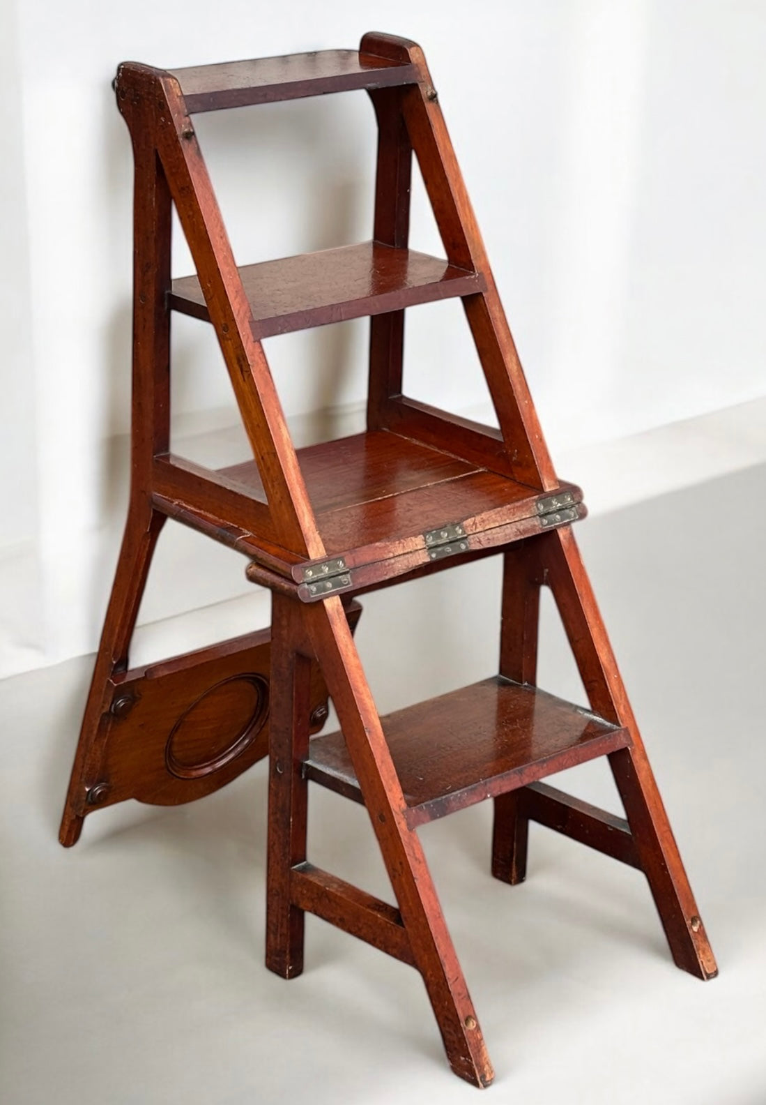 Metamorphic Mahogany Chair That Folds Over Into Library Steps C.1890