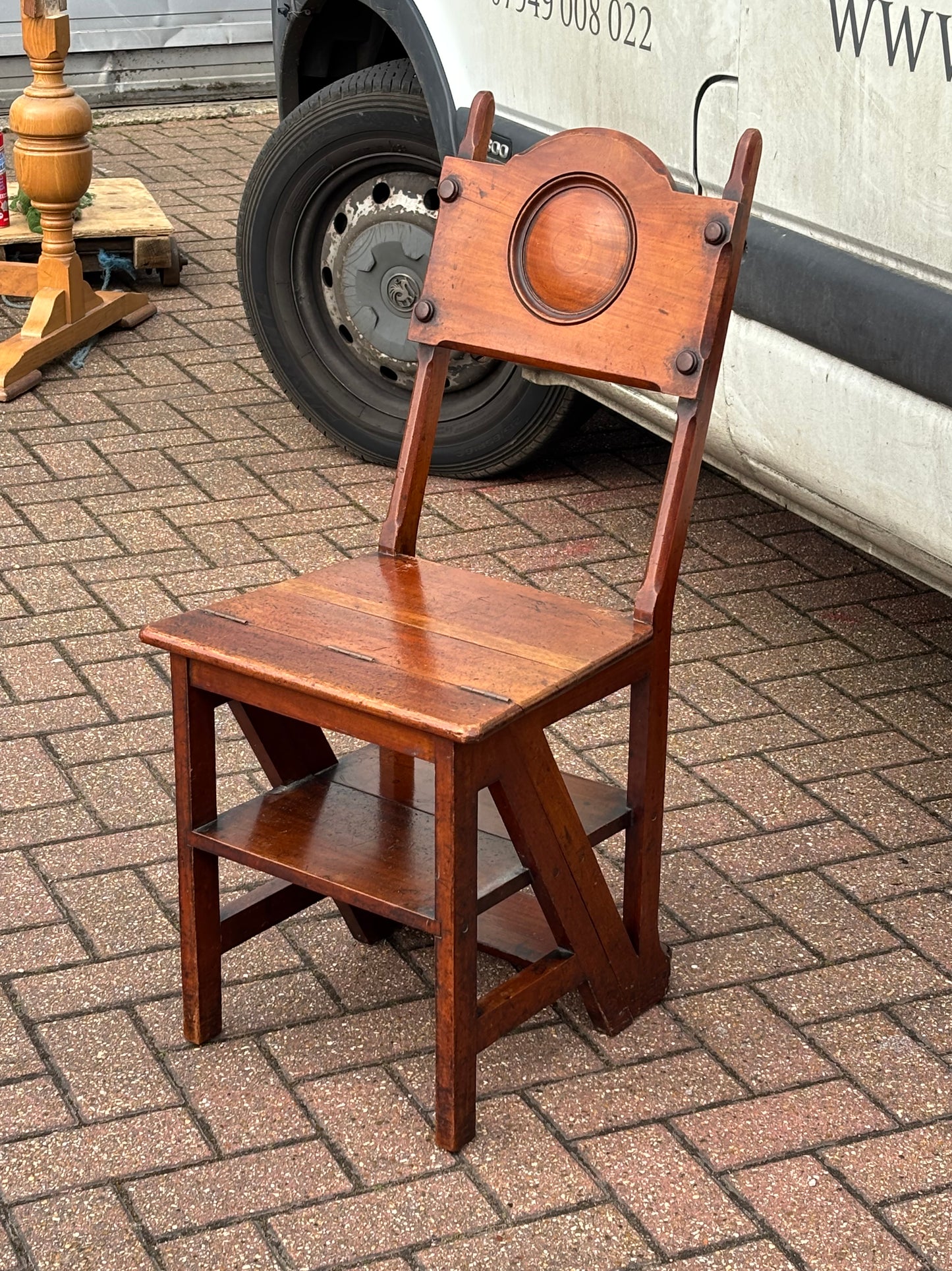 Metamorphic Mahogany Chair That Folds Over Into Library Steps C.1890