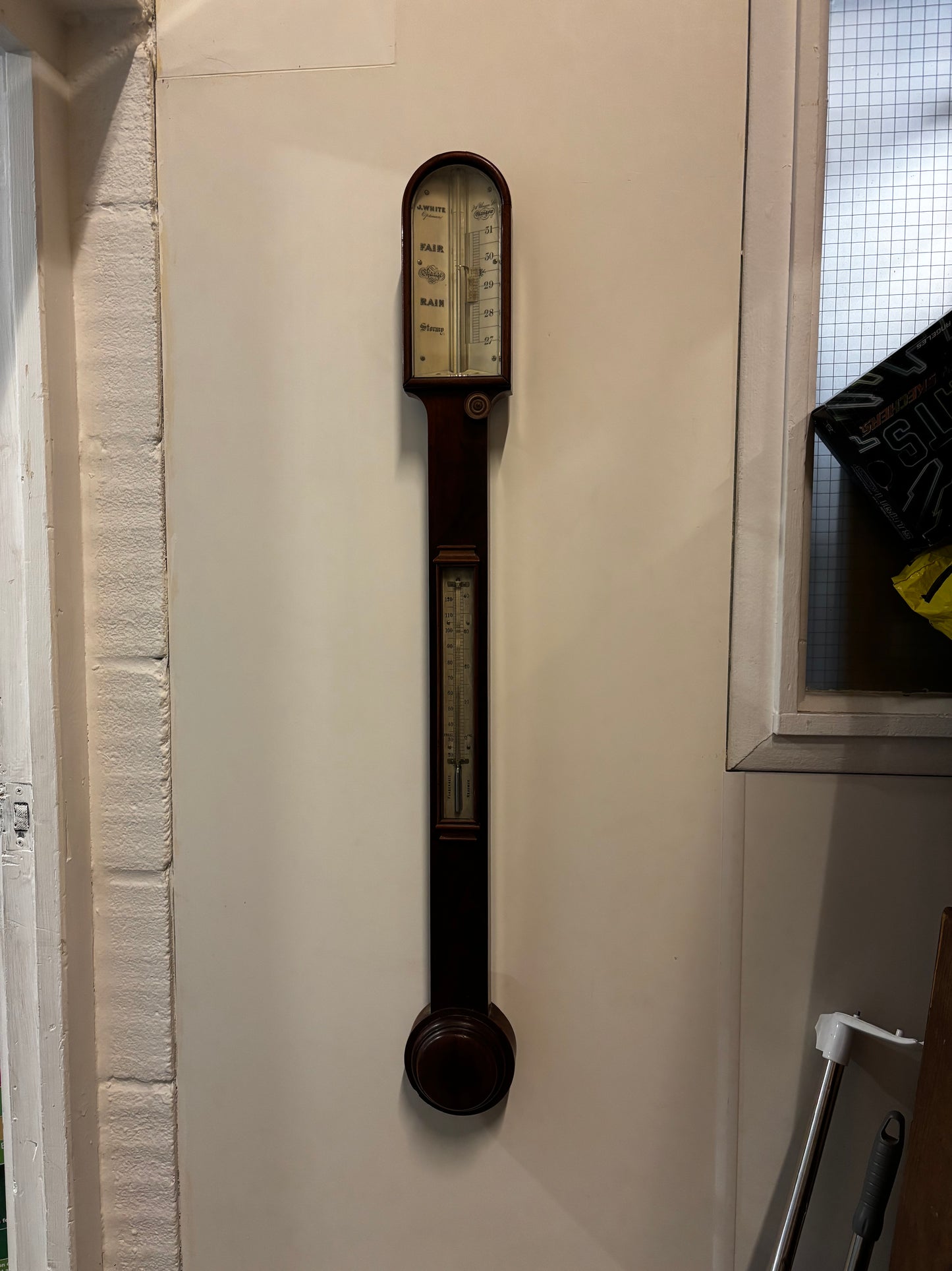Antique Scottish Mahogany Stick Barometer By J White Of Glasgow