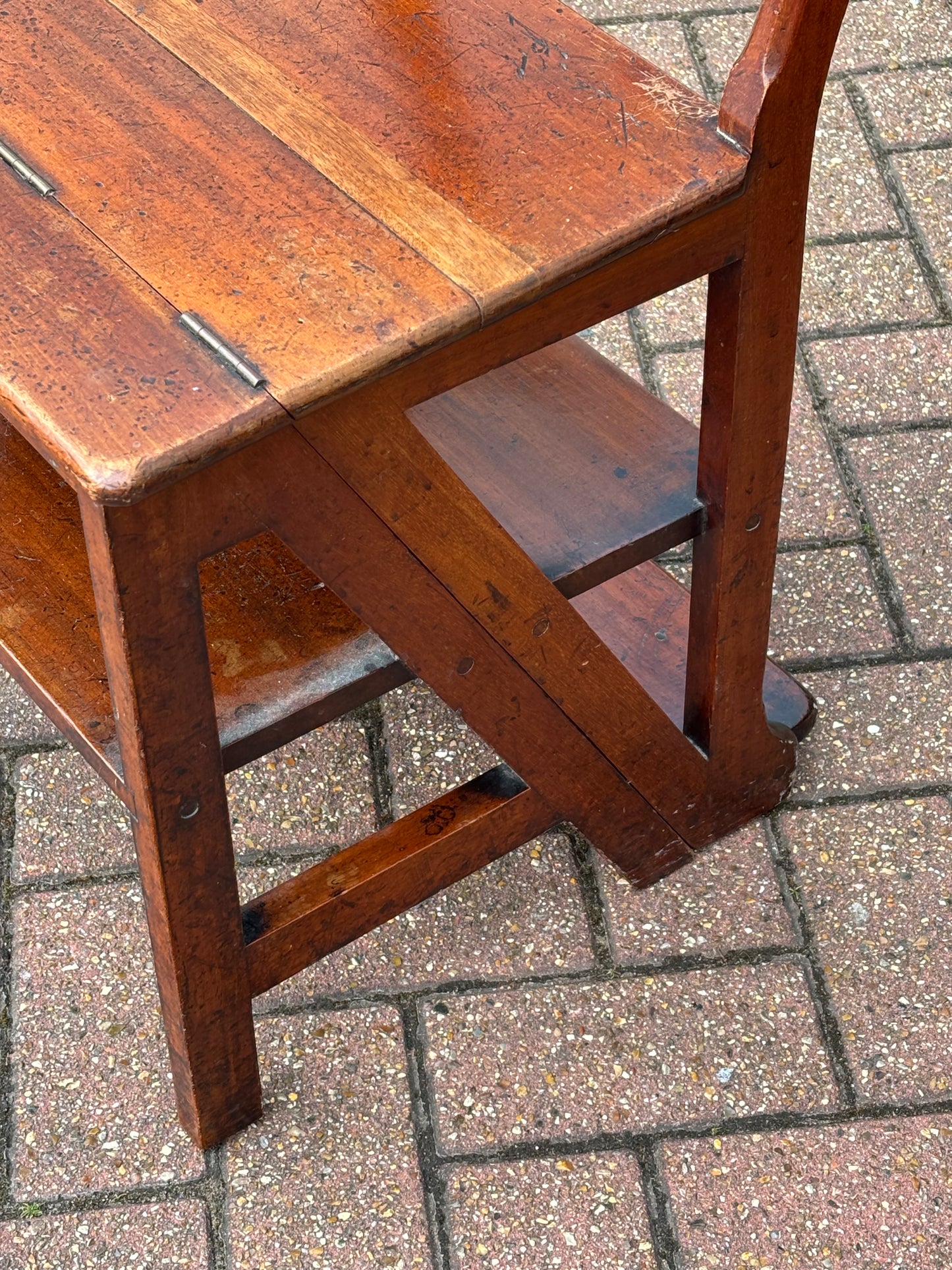 Metamorphic Mahogany Chair That Folds Over Into Library Steps C.1890