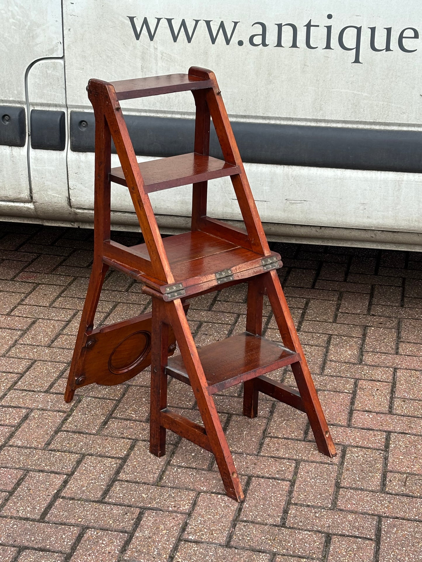 Metamorphic Mahogany Chair That Folds Over Into Library Steps C.1890