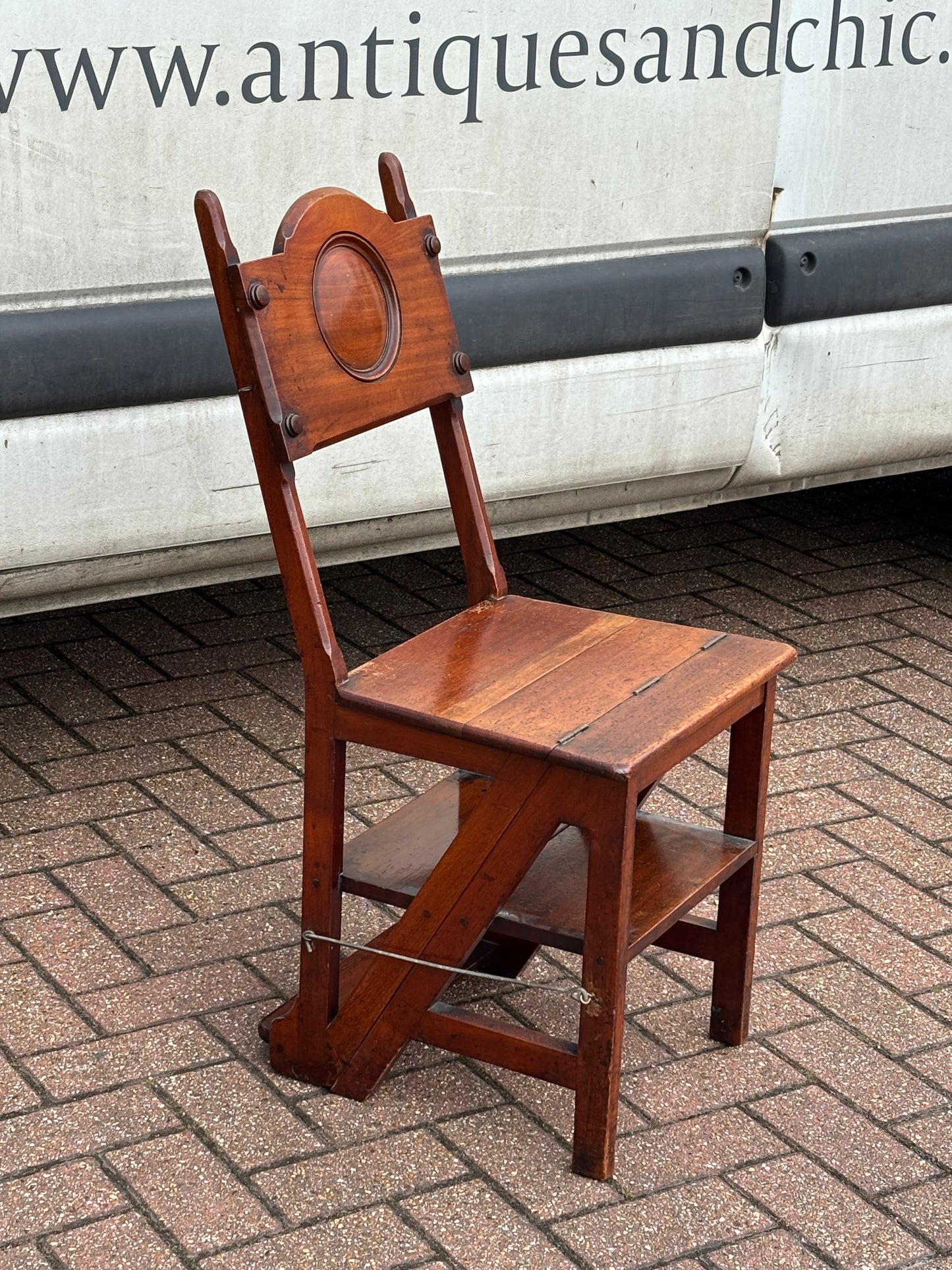 Metamorphic Mahogany Chair That Folds Over Into Library Steps C.1890