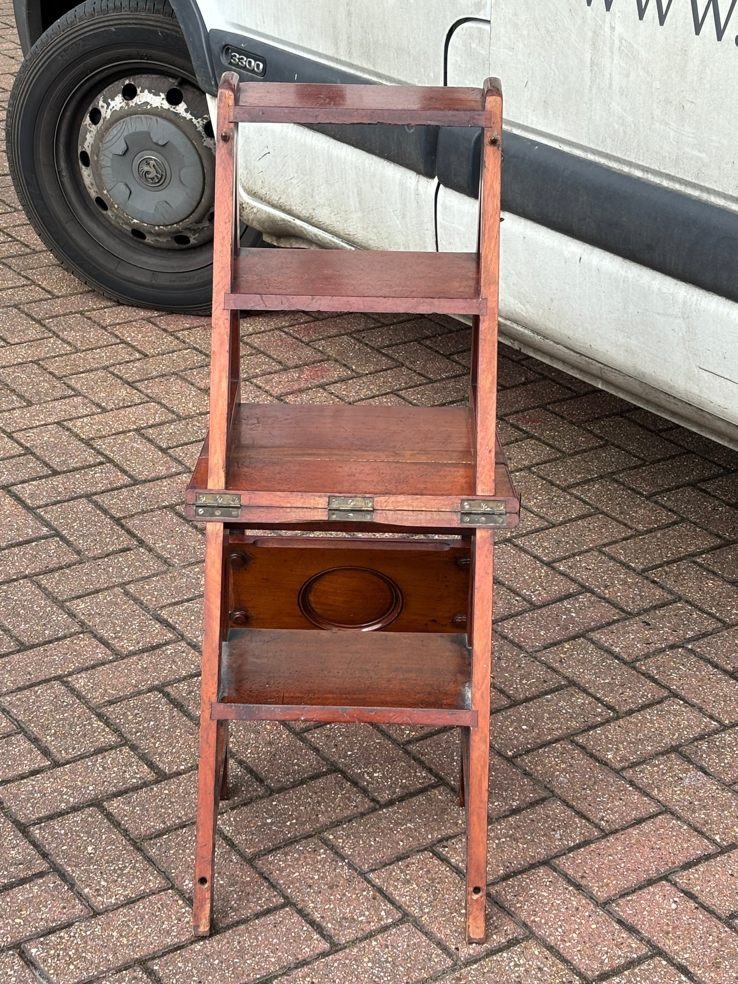 Metamorphic Mahogany Chair That Folds Over Into Library Steps C.1890