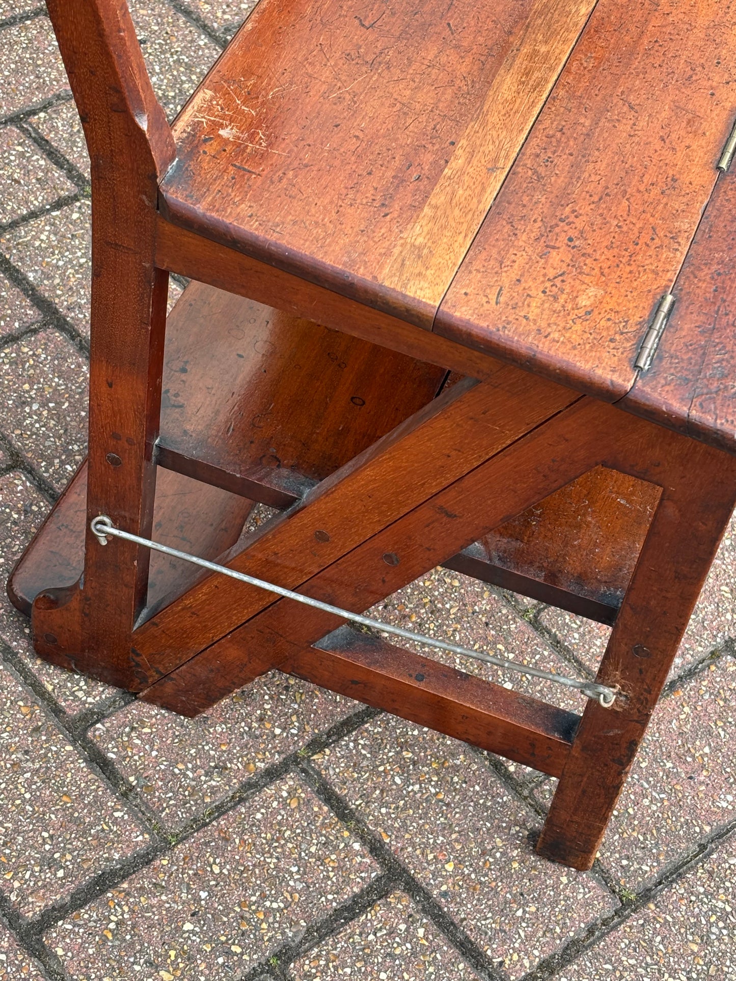 Metamorphic Mahogany Chair That Folds Over Into Library Steps C.1890