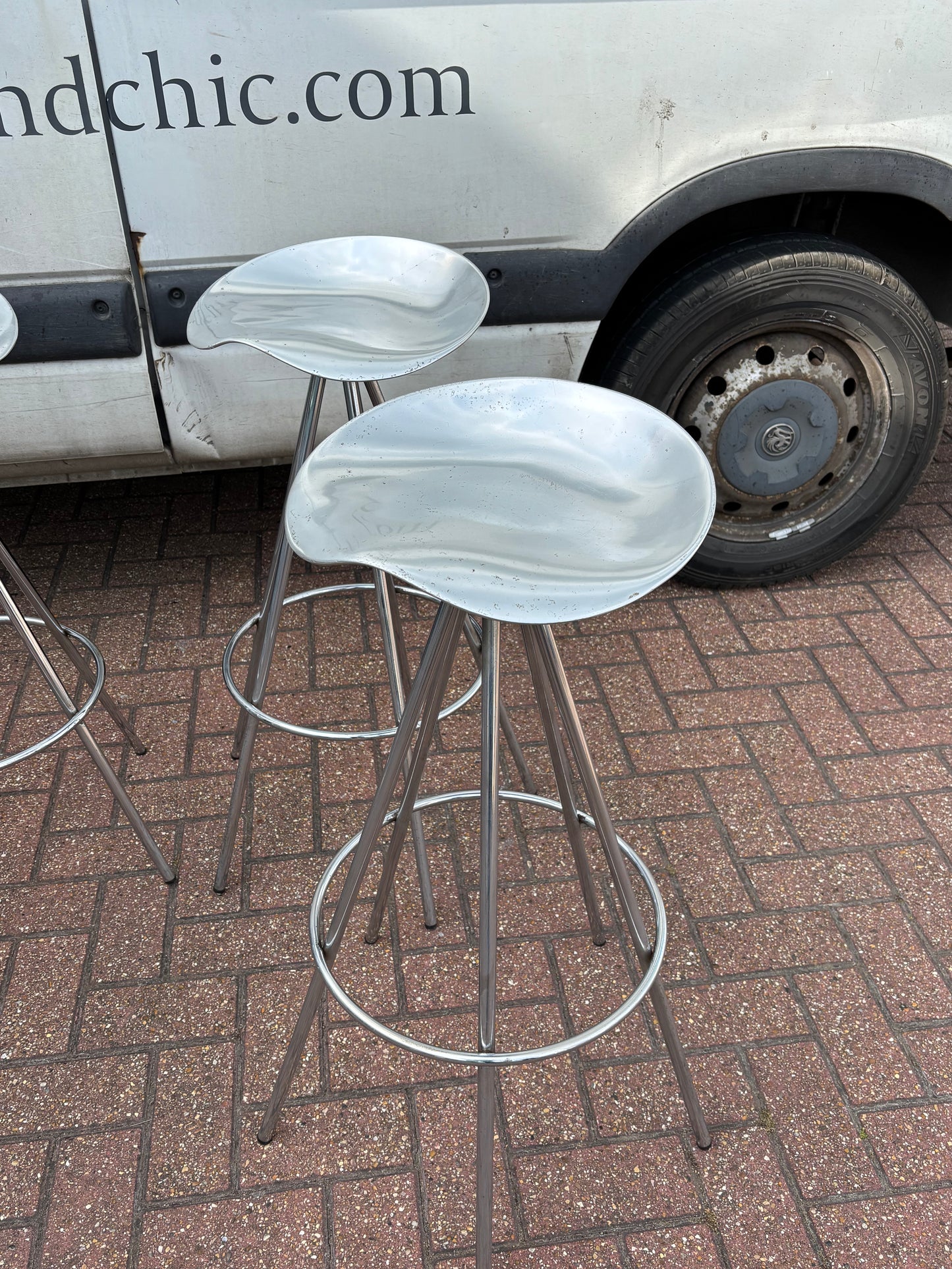 Aluminium & Chrome Jamaica Stools, design by Pepe Coates for Amat.
