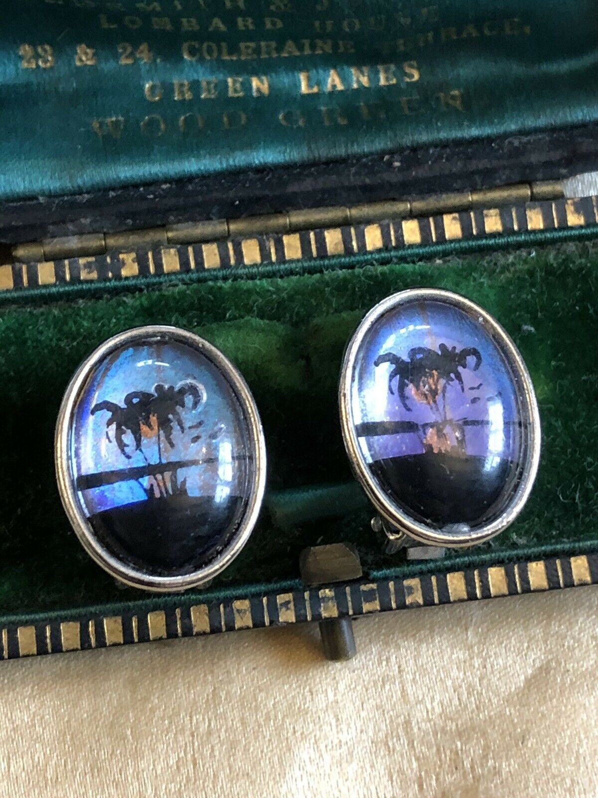 Vintage Silver Tone Butterfly Wing Clip On Earrings