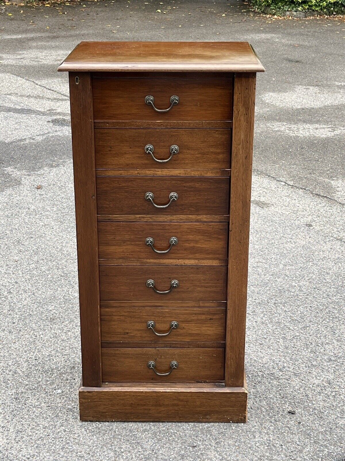 English Edwardian Mahogany Wellington Chest. With Working Lock & Key.