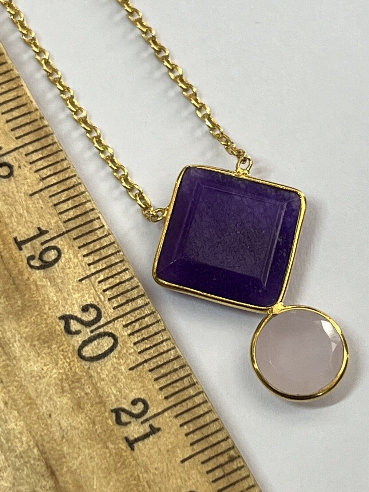 18k Gold Vermeil Amethyst Rose Quartz Necklace