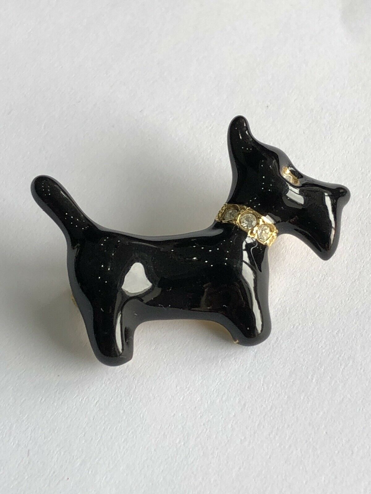 Vintage Enamel Diamanté Scottie Dog Brooch
