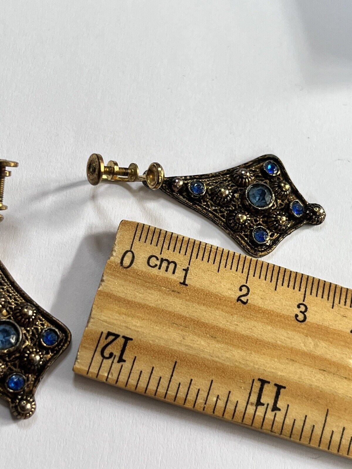 Vintage Czech Crystal Blue Screwback Earrings