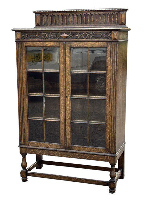 Edwardian Oak Glazed Bookcase