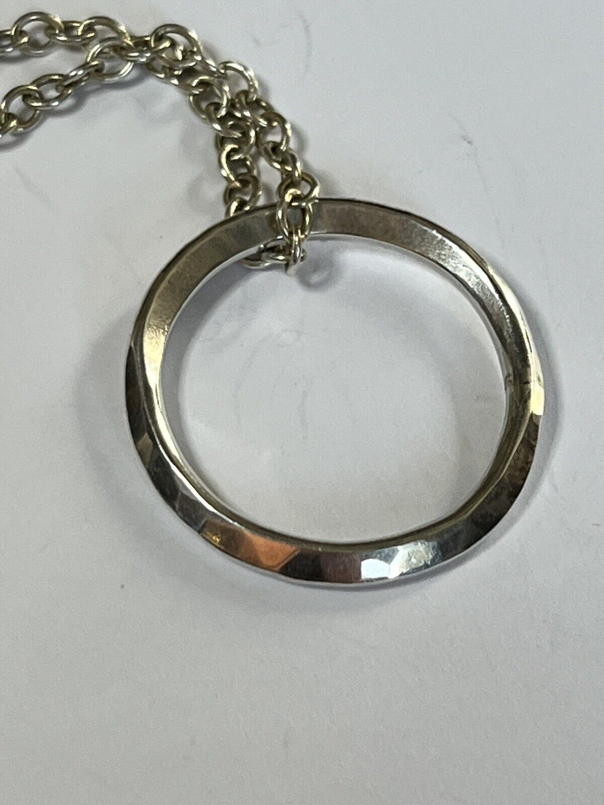 Vintage Hammered Sterling Silver Ring On Chain