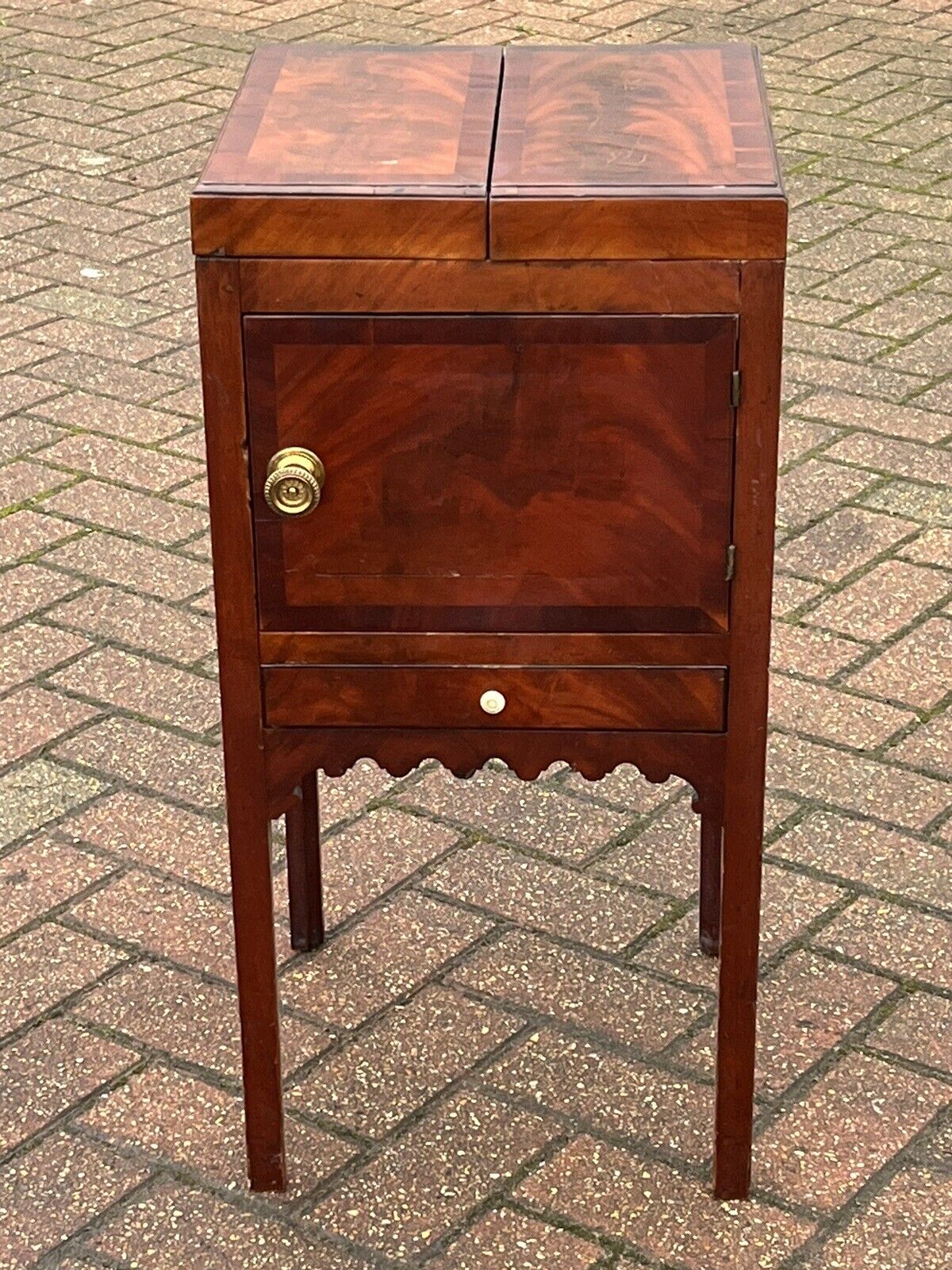 Georgian Mahogany Bedside Cabinet. With Cupboard And Drawer