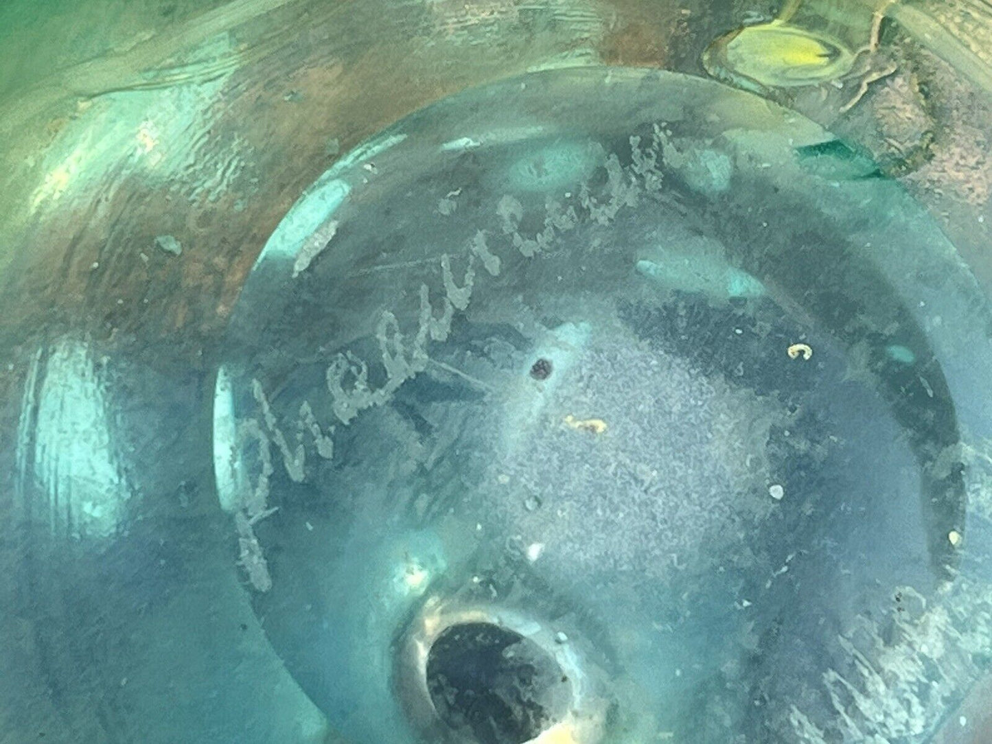Mid Century Glass Vase, Signed Underneath.