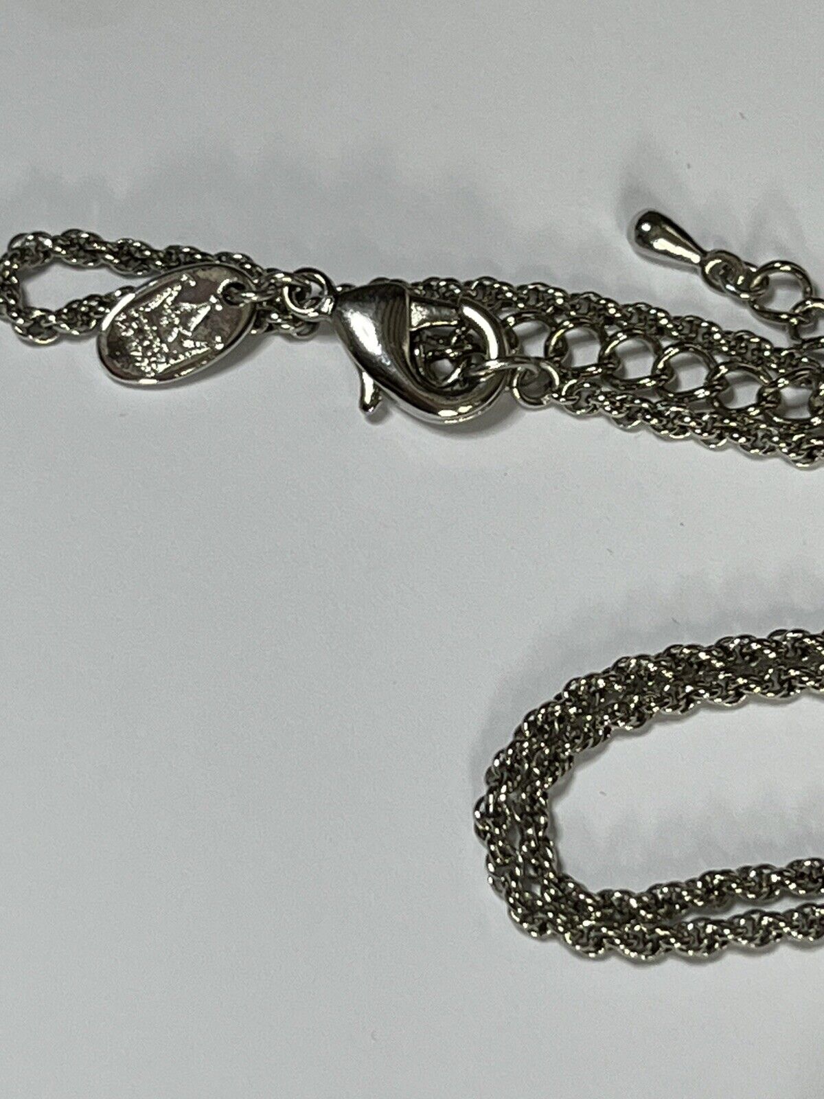 Vintage Signed 1980s Rhodium Plated Burnt Red Crystal Pendant Necklace