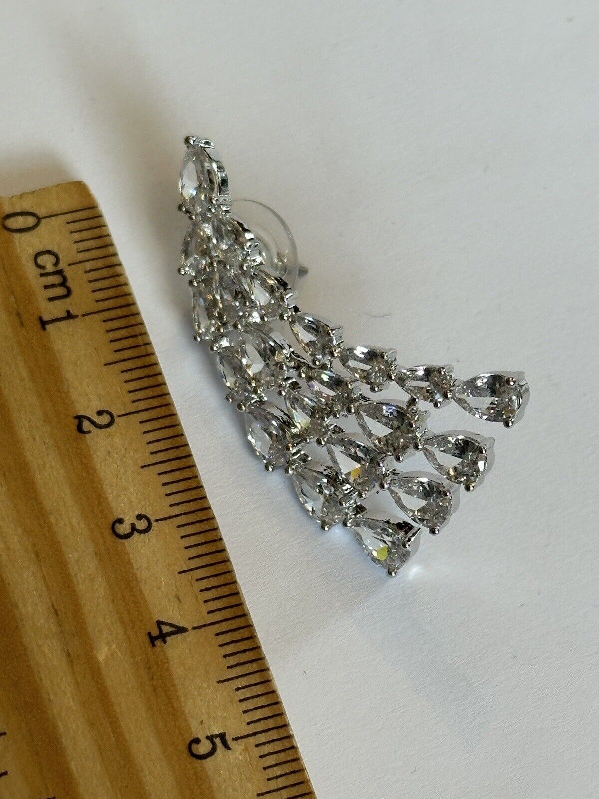Vintage 1980s Rhodium Plated Clear Crystal Earrings New Old Stock