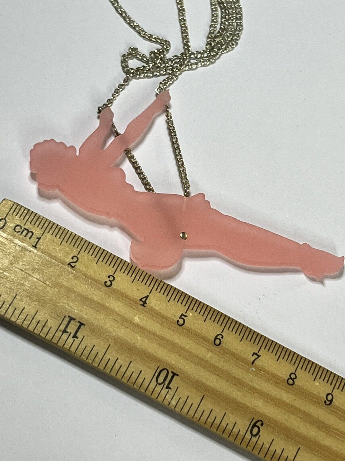 Vintage Acrylic Burlesque Dancer Long Length Necklace