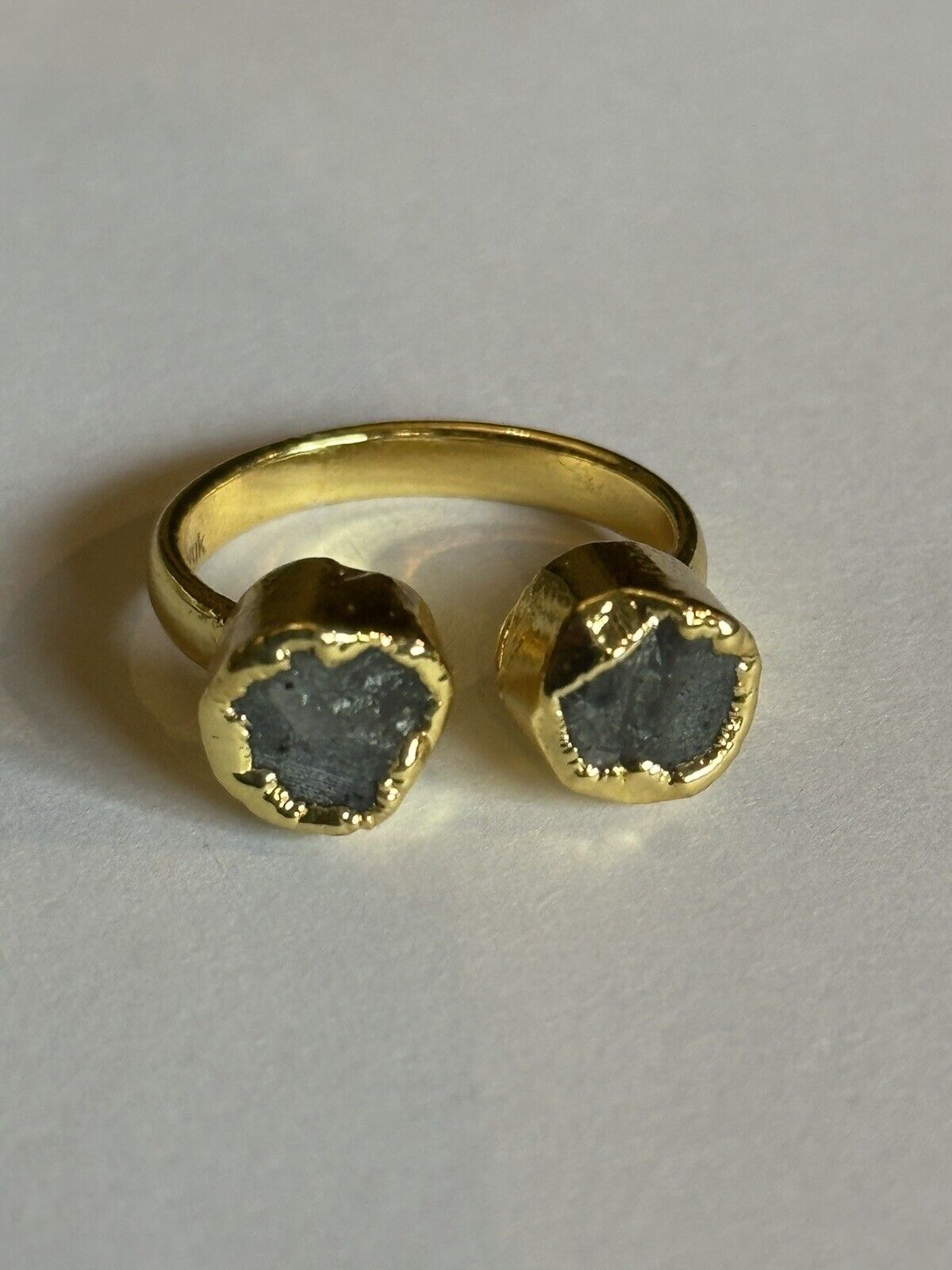 Sefa Huyuk 18k Gold Vermeil Etruscan Raw Dark Grey Tanzanite Ring