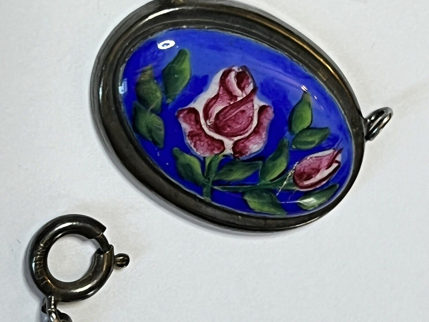 Vintage Silver 835 Hand Painted Enamel Bracelet