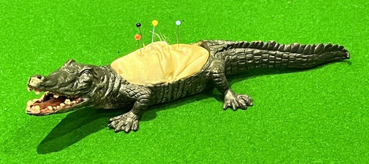 Cold Painted Bronze Crocodile / Alligator Pin Cushion