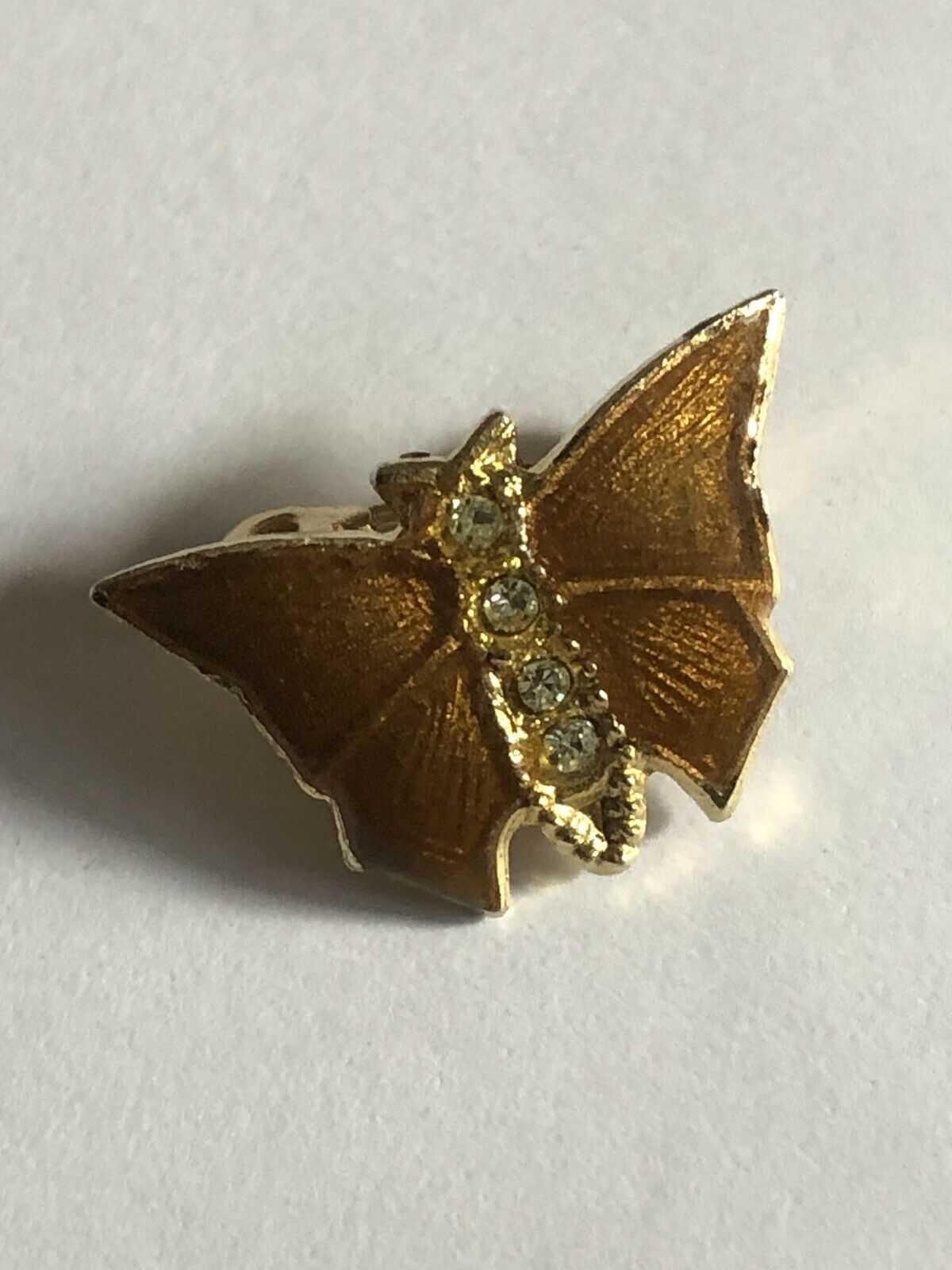 Vintage Enamel Diamanté Butterfly Brooch