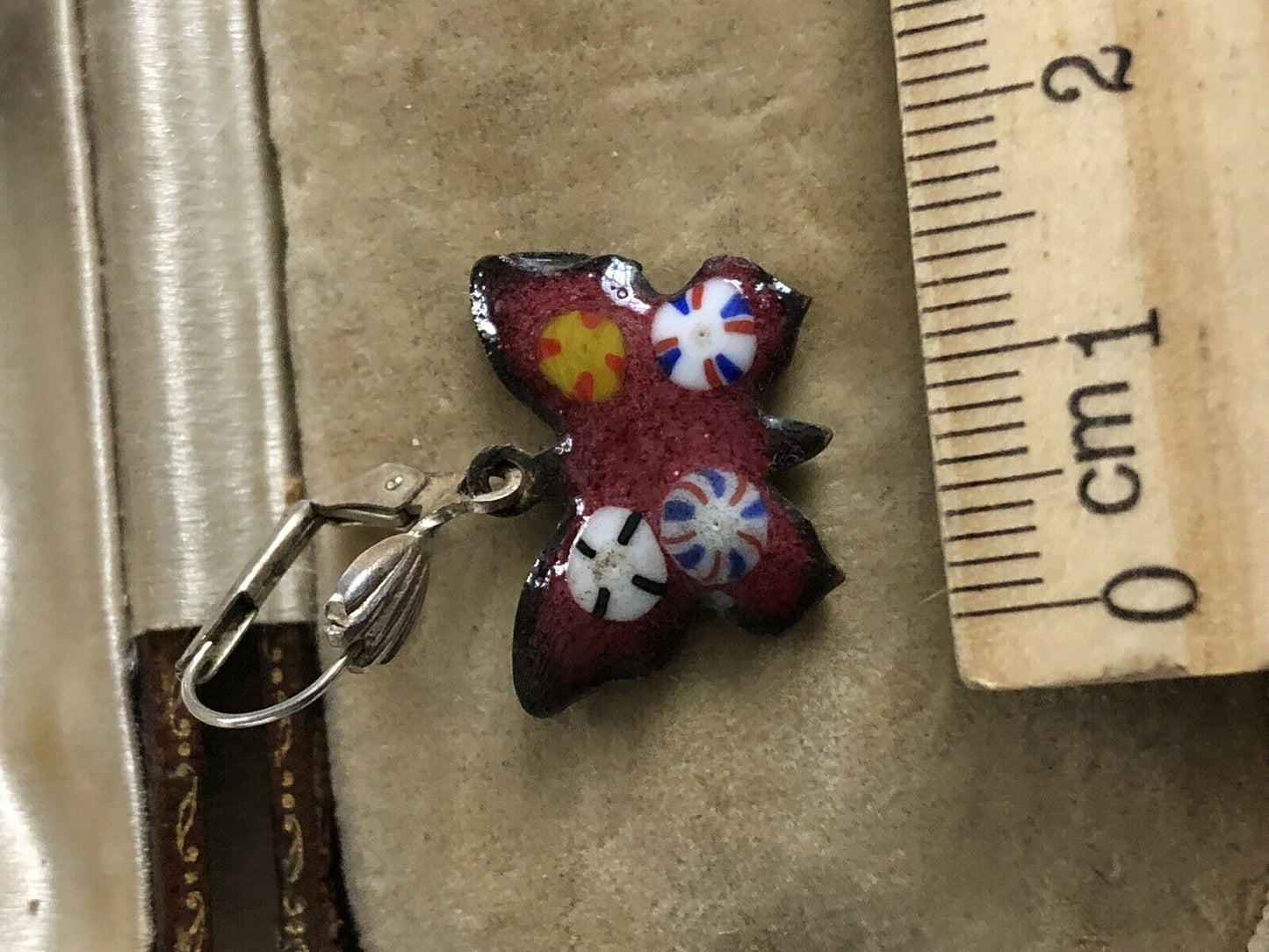 Vintage Red Enamelled Butterfly Earrings