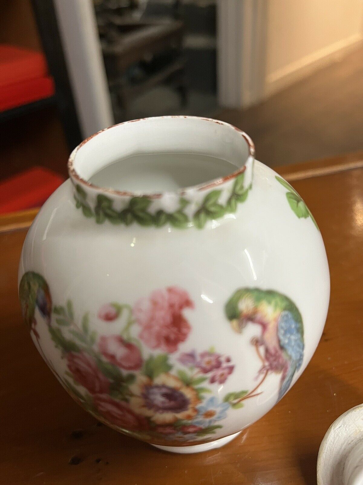 Parrot Decorated Porcelain Jar & Lid.