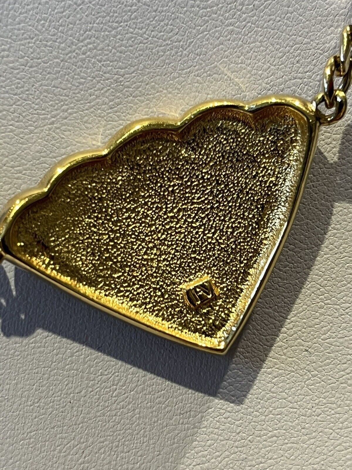 Vintage Gold Plated Blue Black Enamel Signed Necklace