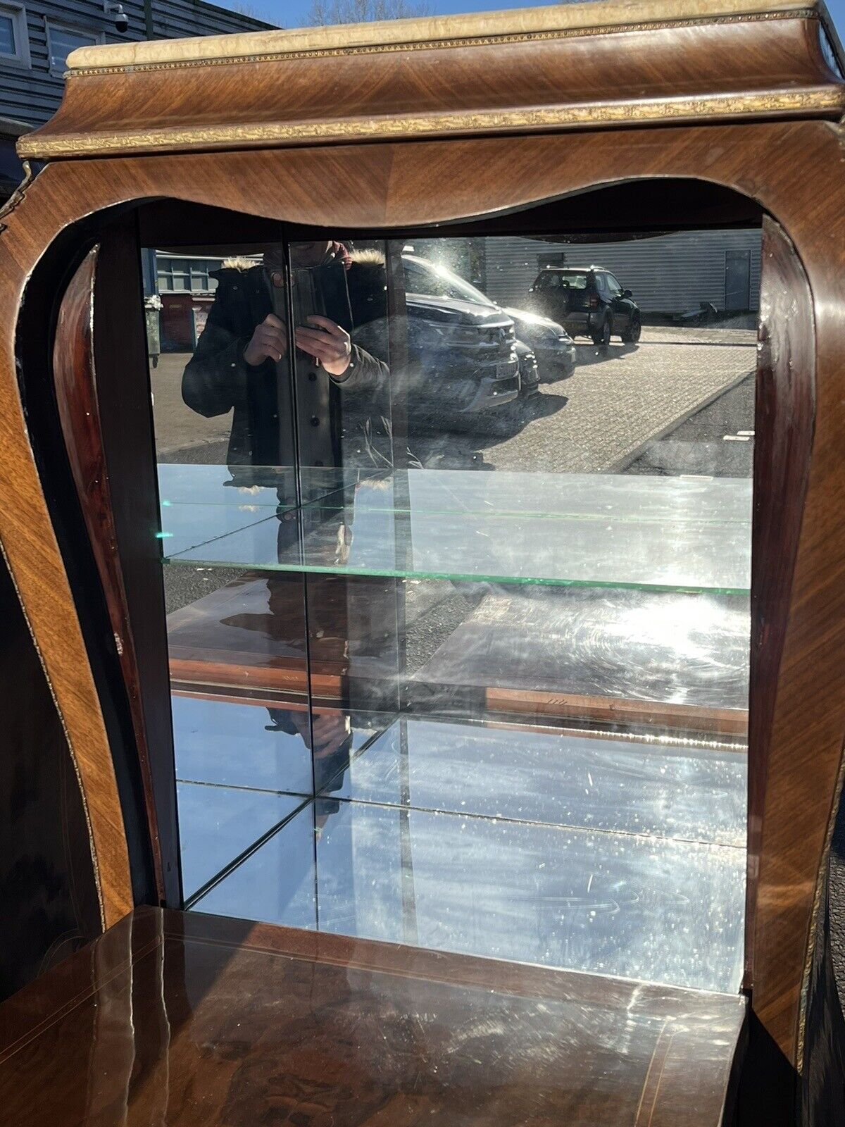 French Style Drinks Cabinet With Ormolu, Marble & Painted Decoration