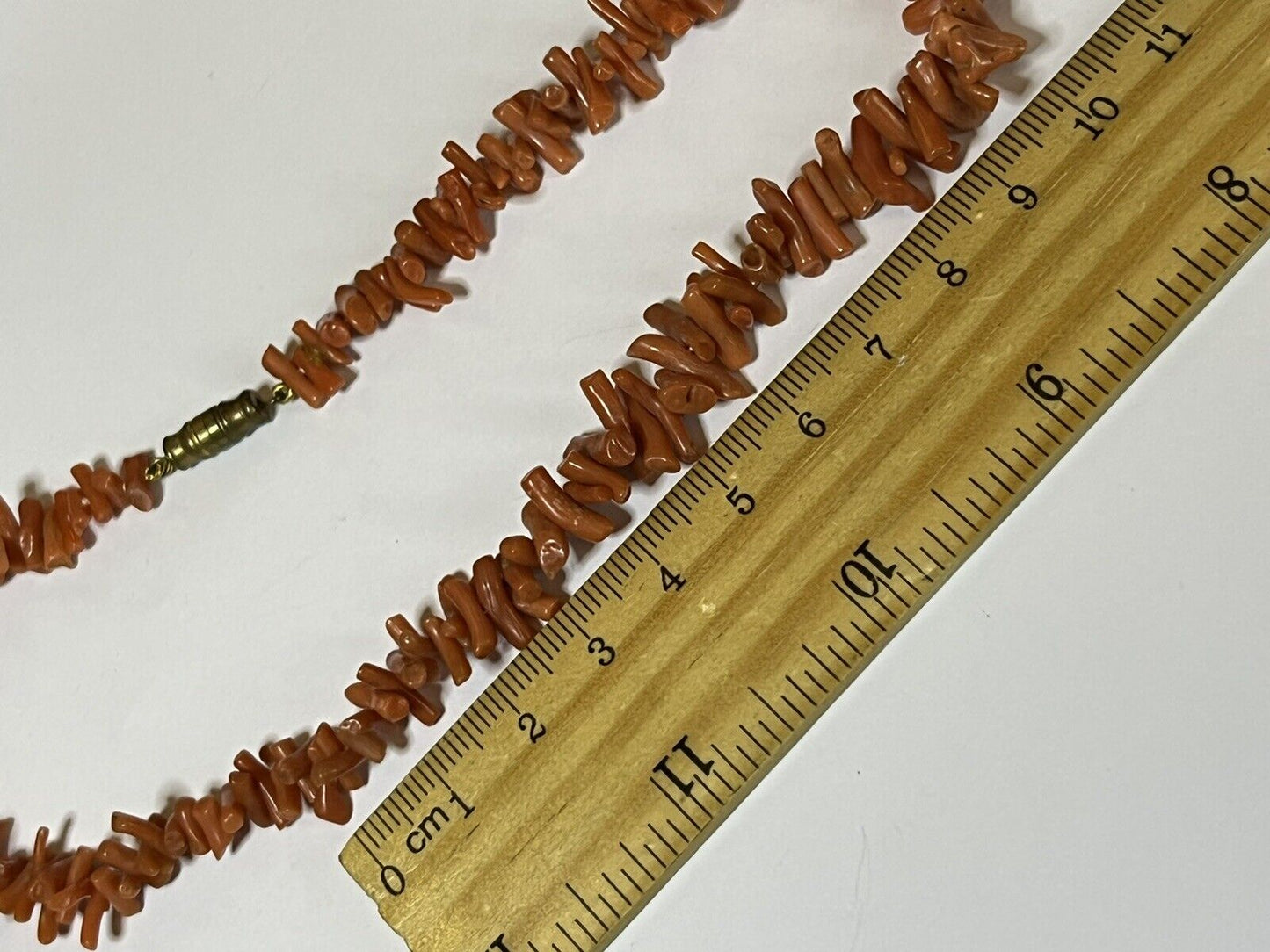 Vintage Coral Branch Necklace Red Short Length