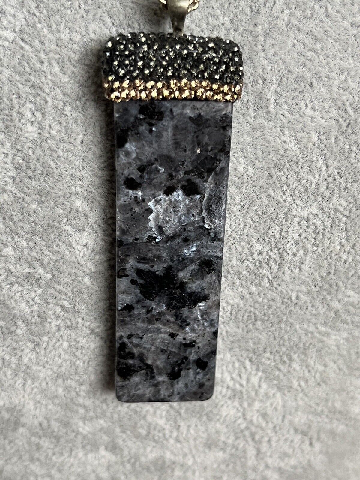 Vintage Natural Stone Diamanté Pendant Necklace