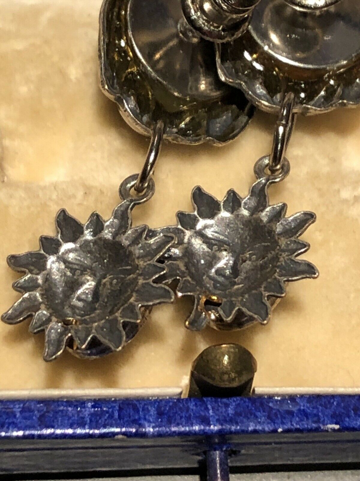 Vintage Silver Tone Elephant Drop Earrings