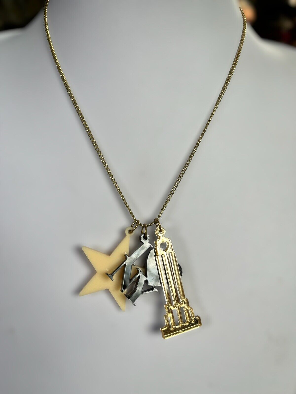 Vintage Acrylic New York Star Pendant Necklace