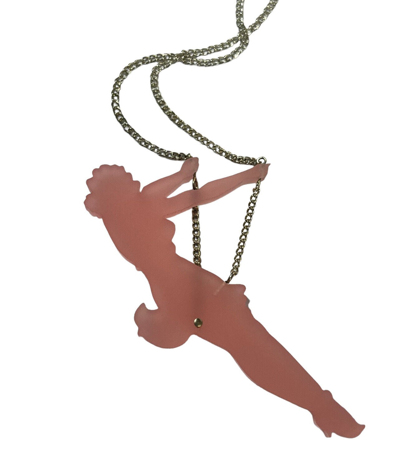 Vintage Acrylic Burlesque Dancer Long Length Necklace