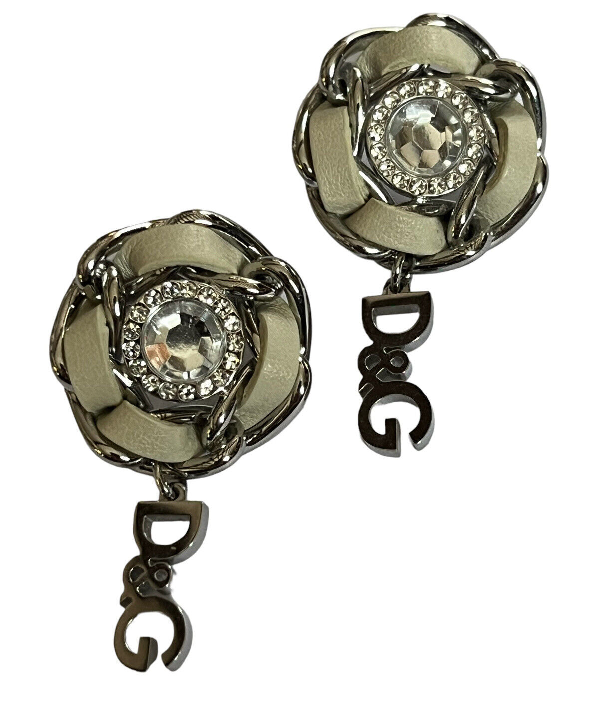Dolce And Gabbana Signed Drop Diamanté Earrings