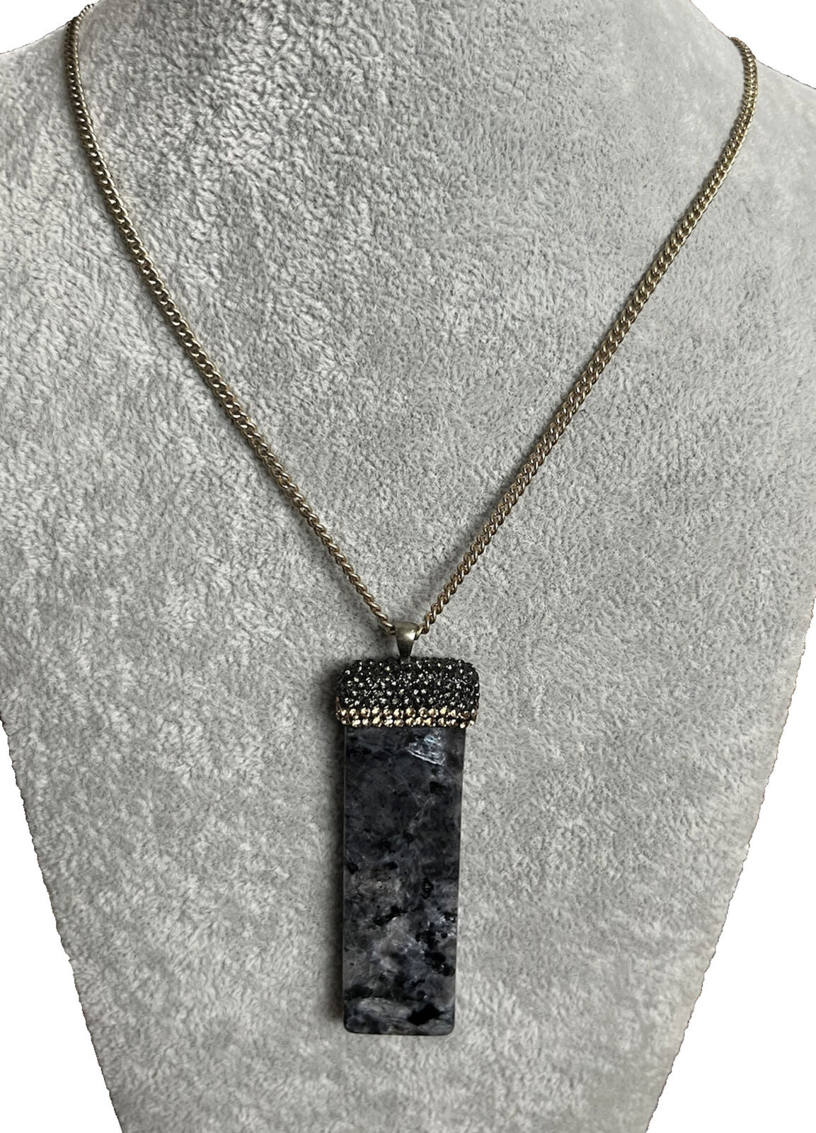 Vintage Natural Stone Diamanté Pendant Necklace