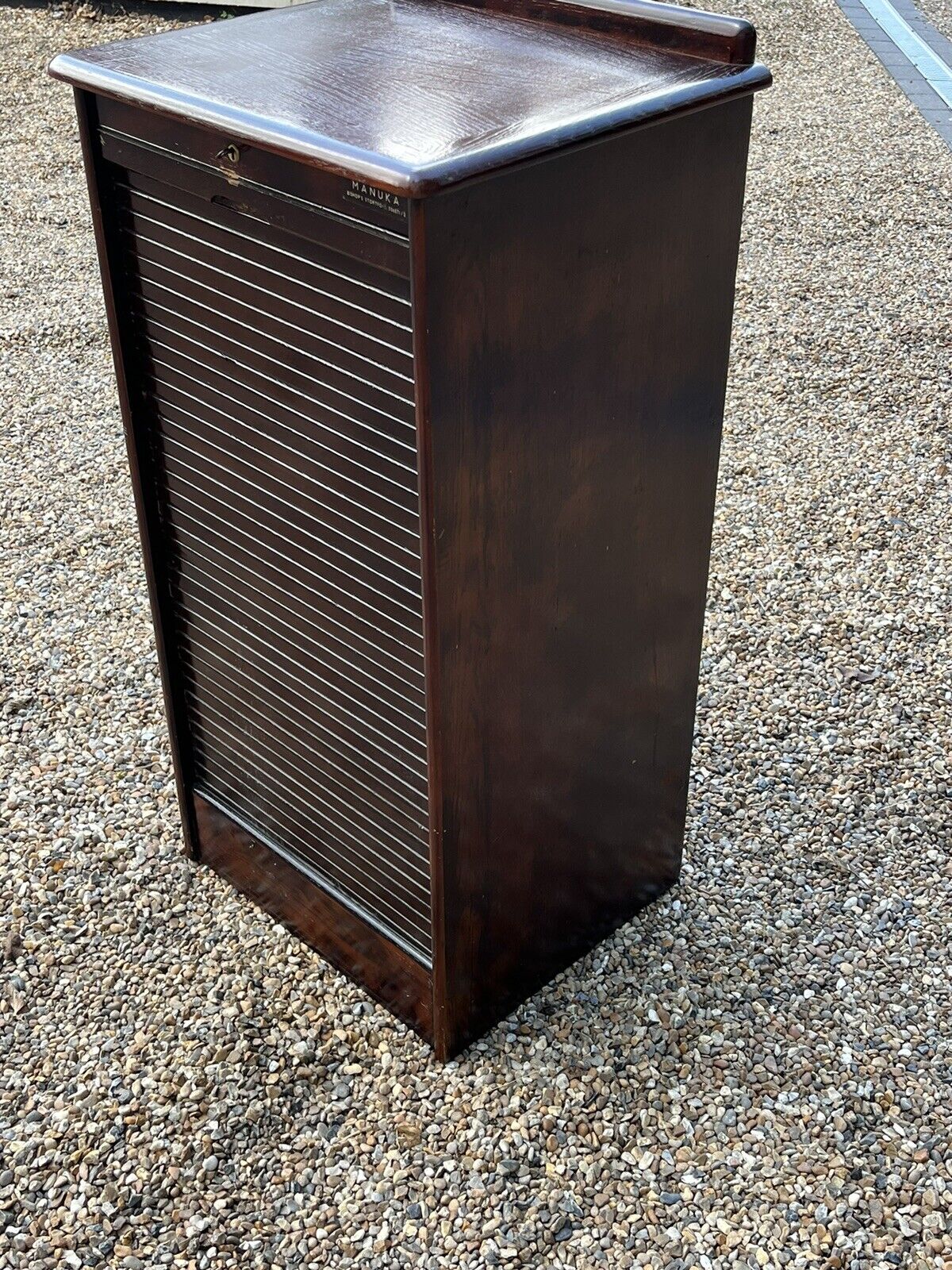 Filing Cabinet. Collectors Cabinet. With 9 Drawers And Tambour Roll Front.